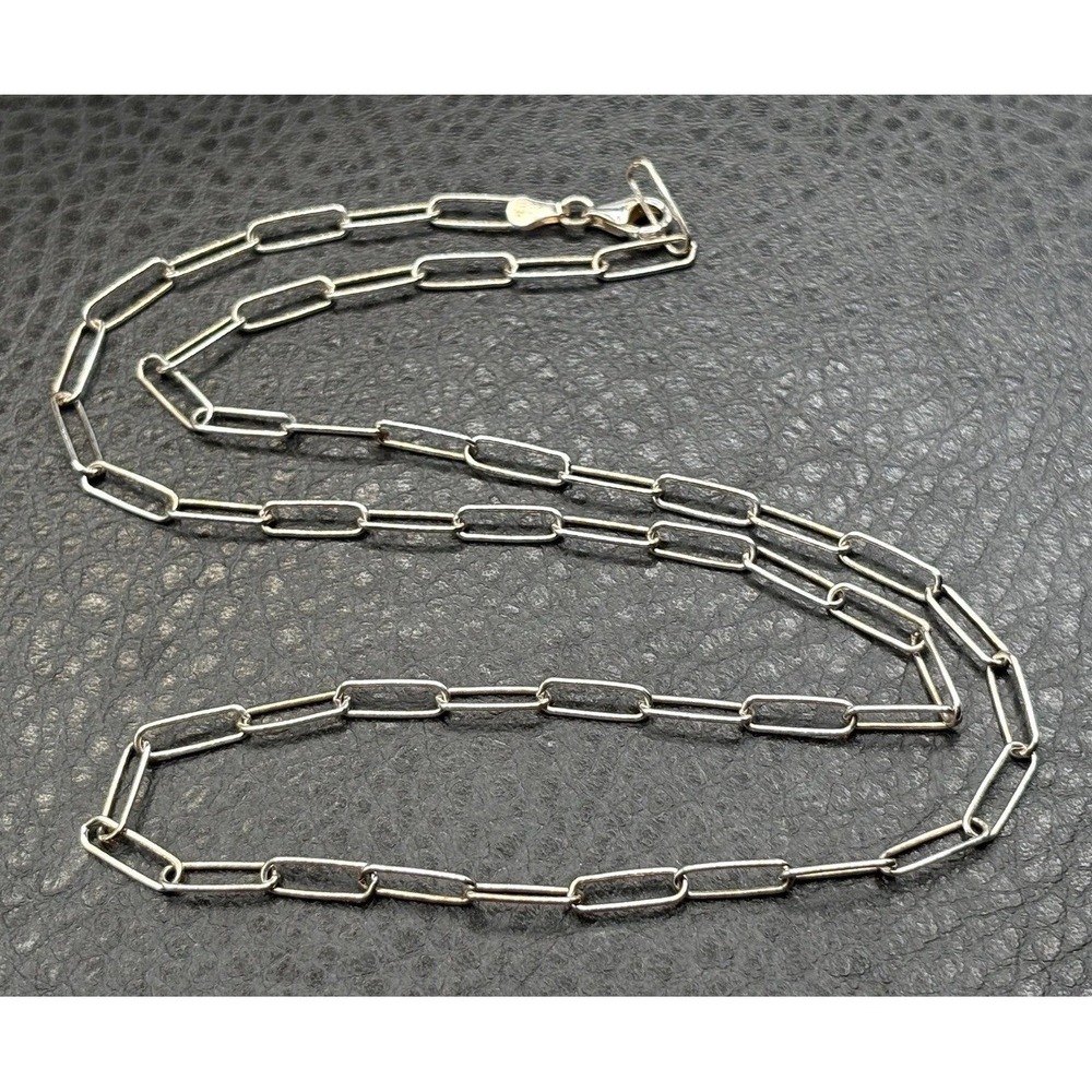Vintage Sterling Silver 925 Paperclip Link Chain Necklace 20" Made In Italy